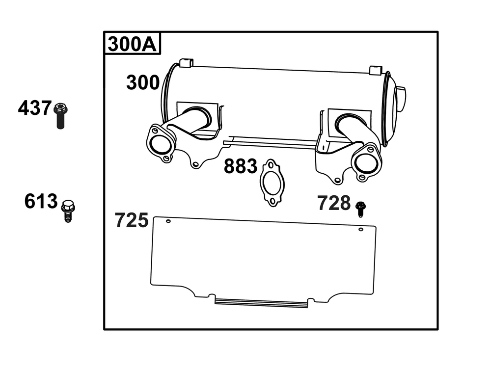 Exhaust Group Diagram and Parts List for 613477-0273-J1 400000 - 699999 Briggs and Stratton Engine